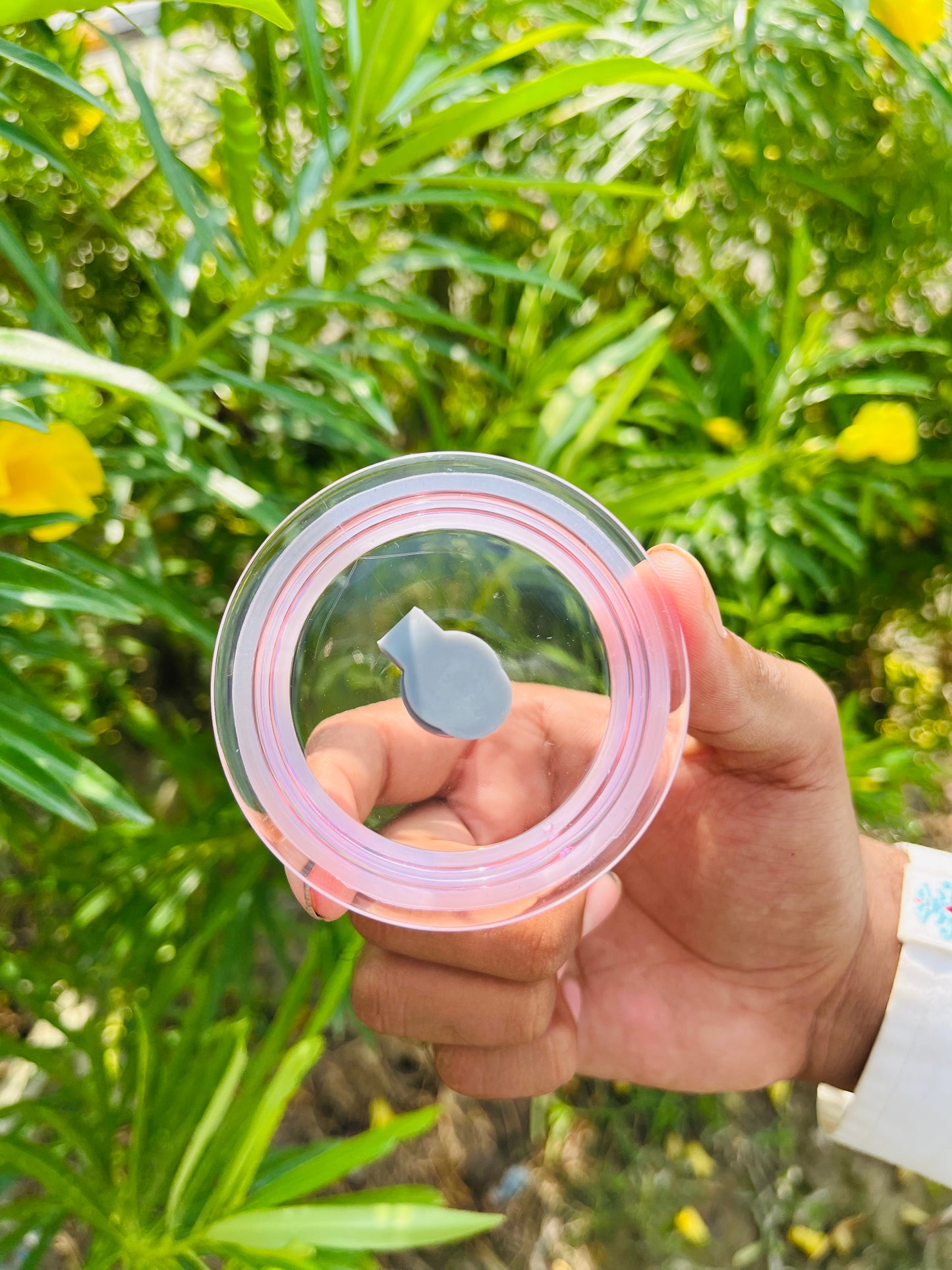 Glass Mason Jar with Pink Lid & Straw